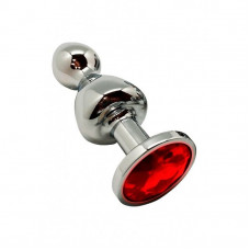 Анальна пробка Wooomy Lollypop Double Ball Metal Plug Red L діаметр 3,5 см, довжина 10,5 см