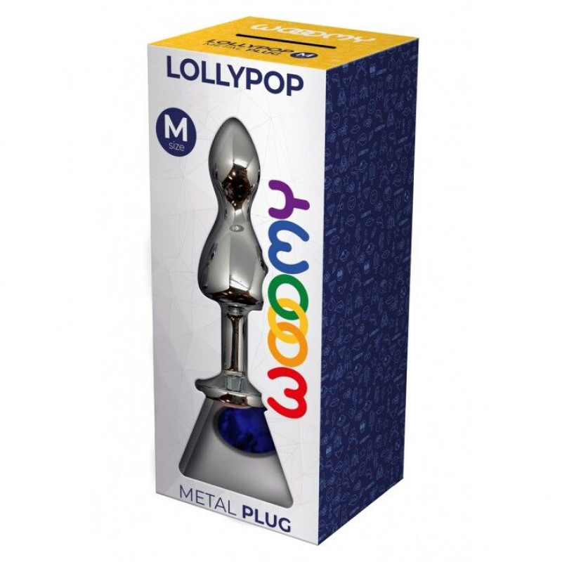 Анальна пробка Wooomy Lollypop Double Ball Metal Plug синя M - текстура та матеріал