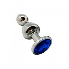 Анальна пробка Wooomy Lollypop Double Ball Metal Plug синя M, діаметр 3,1 см, довжина 9,4 см