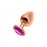 Анальная пробка Wooomy Tralalo Rose Gold Metal Plug Magenta S, диаметр 2,8см, длина 7см