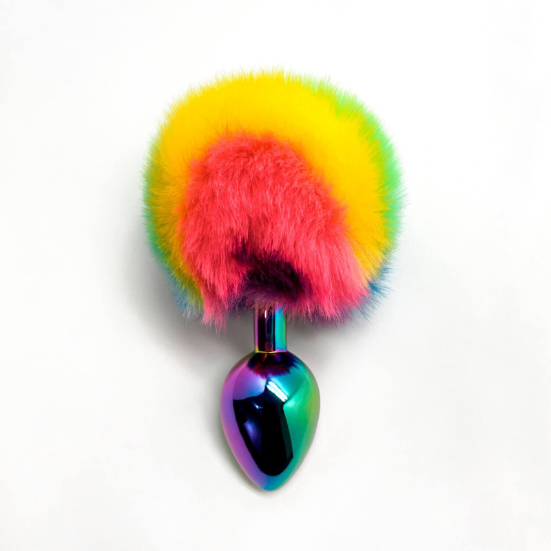 Анальна пробка Wooomy Filippi L з пухнастим хвостиком, деталі текстури матеріалу