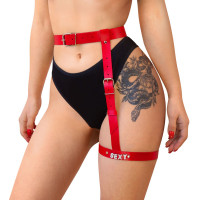 Гартер на ногу Art of Sex Naomi с надписью SEXY, натуральная кожа, красный, XS-2XL