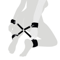 Хрестовина для БДСМ Art of Sex 4 Way Connector, натуральна шкіра, чорна