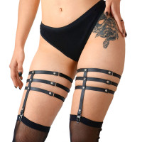 Гартери Art of Sex Floy натуральна шкіра стрази чорні XS-2XL