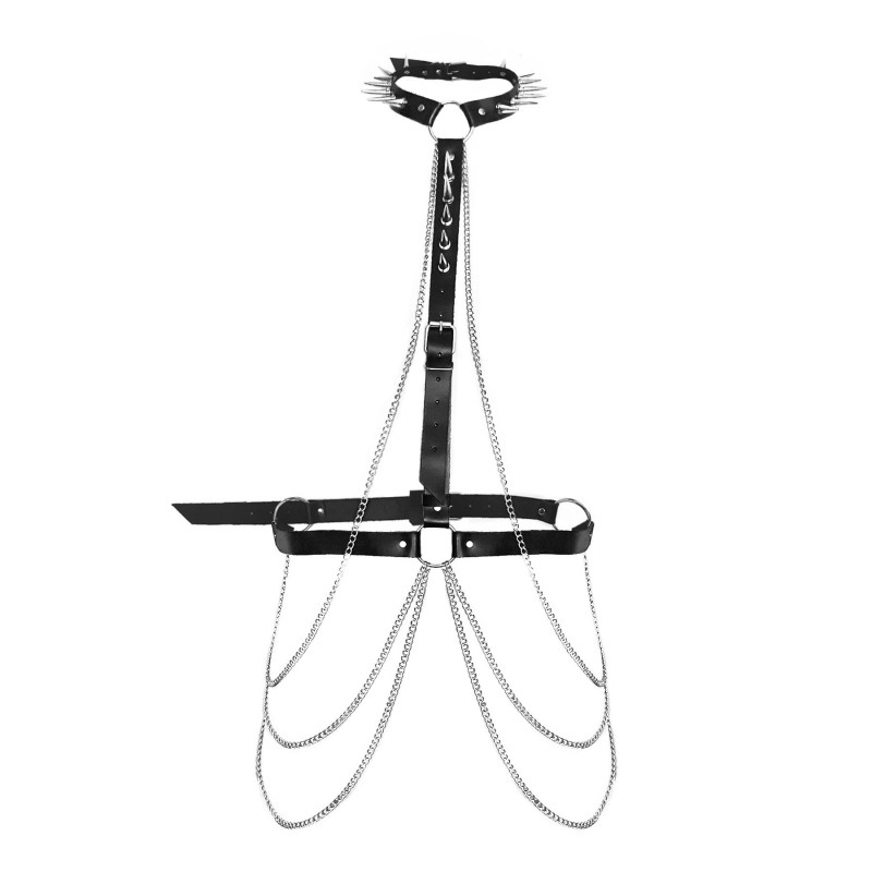 Жіноча портупея Art of Sex - Keliya, вигляд збоку, чорна натуральна шкіра