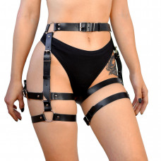 Гартери Art of Sex Claire, натуральна шкіра, чорні, L-2XL — Keks-Hub