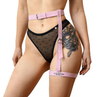 Гартер на ногу Art of Sex - Naomi с надписью SEXY, натуральная кожа, розовый, размер XS-2XL