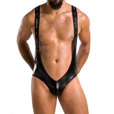 Чоловіче відкрите боді Passion BRUNO 027 XXL/XXXL Black, під латекс, на шлейках — Keks-Hub