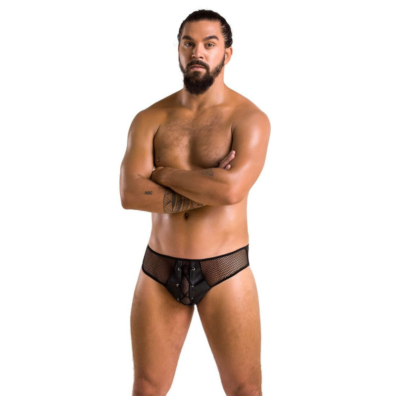 Чоловічі труси-сліпи Passion SLIP RICHARD 035 S/M Black, вид збоку, підкреслюють фігуру