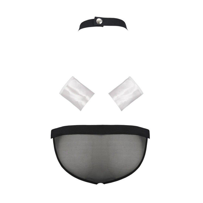 Чоловічий еротичний комплект Passion 036 ALFRED XXL/XXXL Black: сексуальний образ з трусами, комірцем та манжетами