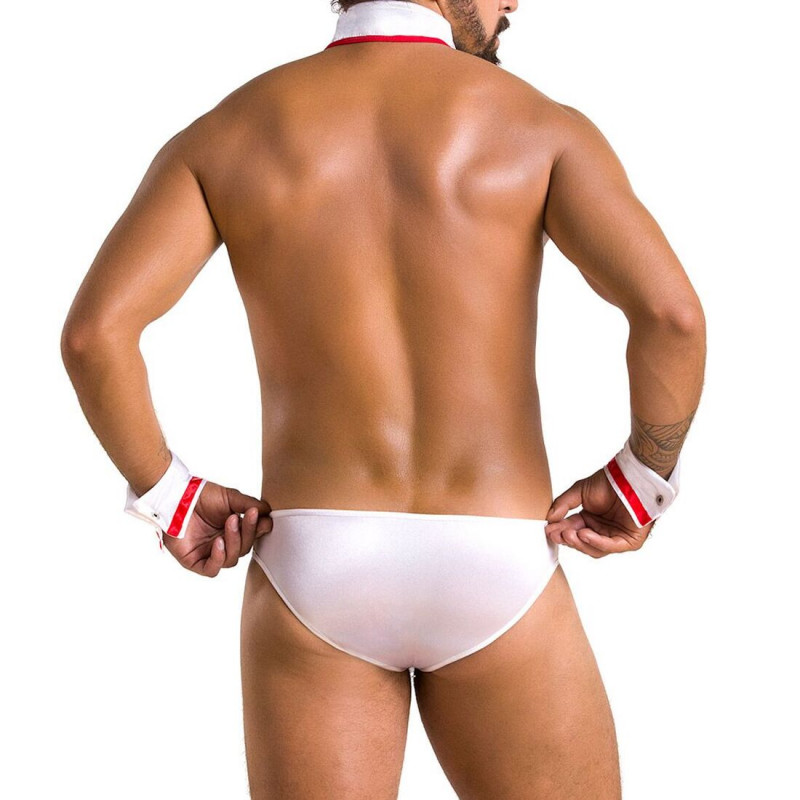 Детальний вигляд чоловічого еротичного комплекту Passion 037 Gregory S/M White з білими трусами