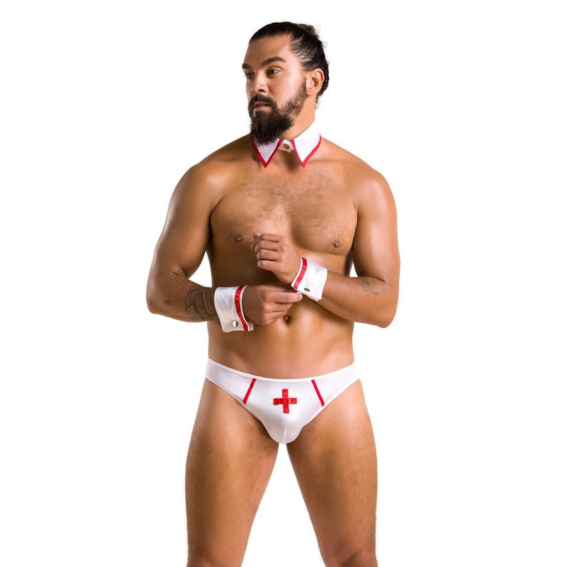 Еротичний чоловічий комплект Passion GREGORY 037 White: вигляд збоку, що підкреслює форму