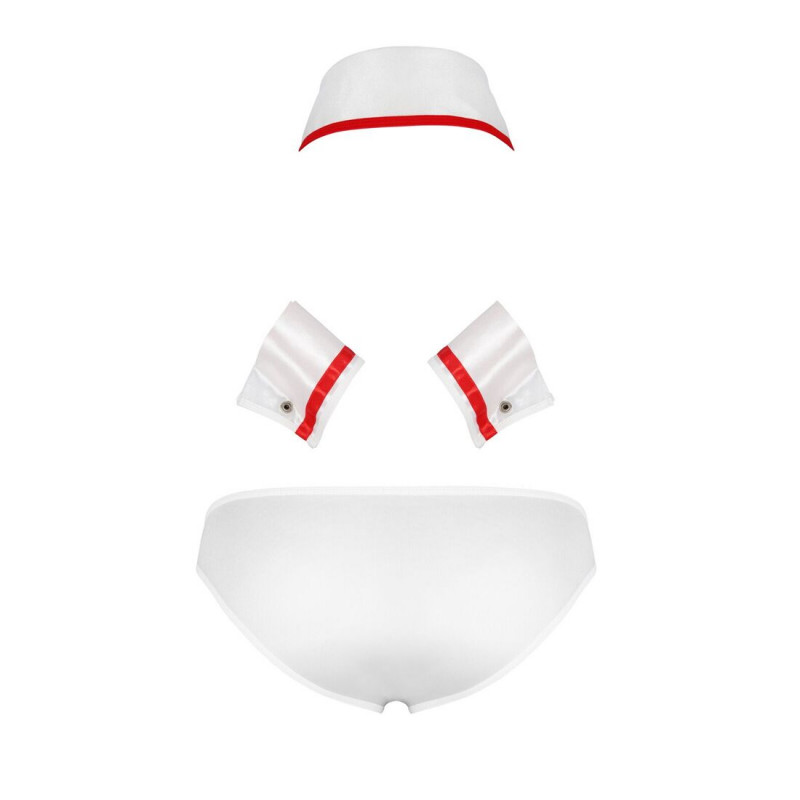 Еротичний чоловічий комплект Passion GREGORY 037 White: повний комплект - труси, комірець, манжети