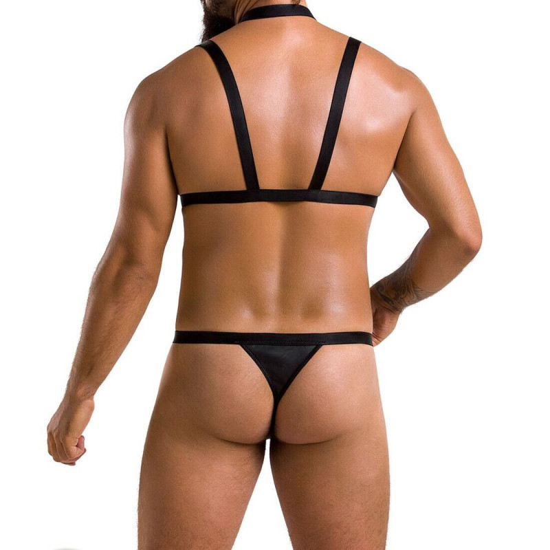 Комплект чоловічої білизни Passion 039 SET ANDREW стринги шлейки L/XL Black - вигляд збоку, акцент на крій