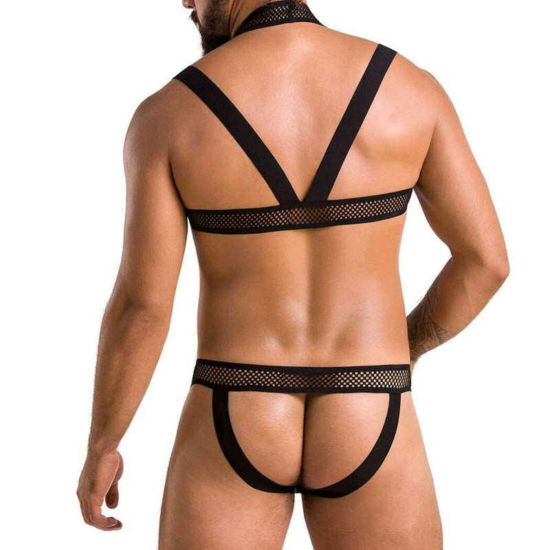 Комплект чоловічої білизни Passion 043 JACOB Black XXL/XXXL – вид збоку з кріпленнями