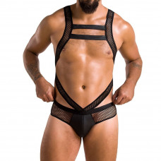 Чоловіче еротичне боді Passion VICTOR 045 сітчасте з екошкірою XXL/XXXL Black — Keks-Hub