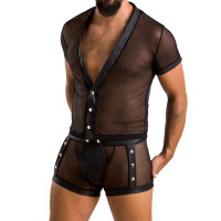 Комплект чоловічої сітчастої білизни Passion 052 SET MICHAEL S/M black