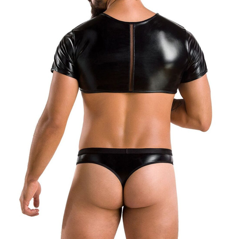 Комплект чоловічої білизни Passion 057 SET PETER L/XL Black під латекс – вид збоку, акцентує на крої та посадці