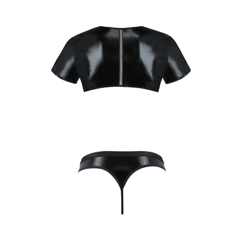 Чоловіча білизна Passion 057 SET PETER L/XL Black під латекс – демонстрація еластичності