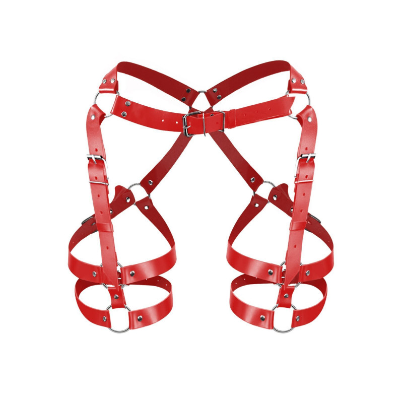 Упаковка червоних шкіряних гартерів Art of Sex Claire, стильний брендований бокс