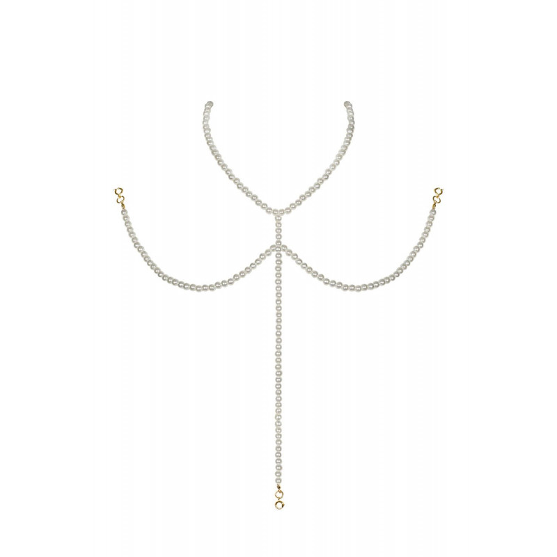 Намисто Obsessive A757 pearl збоку: демонструє делікатну текстуру перлин та елегантний дизайн, що ідеально лягає на шкіру.