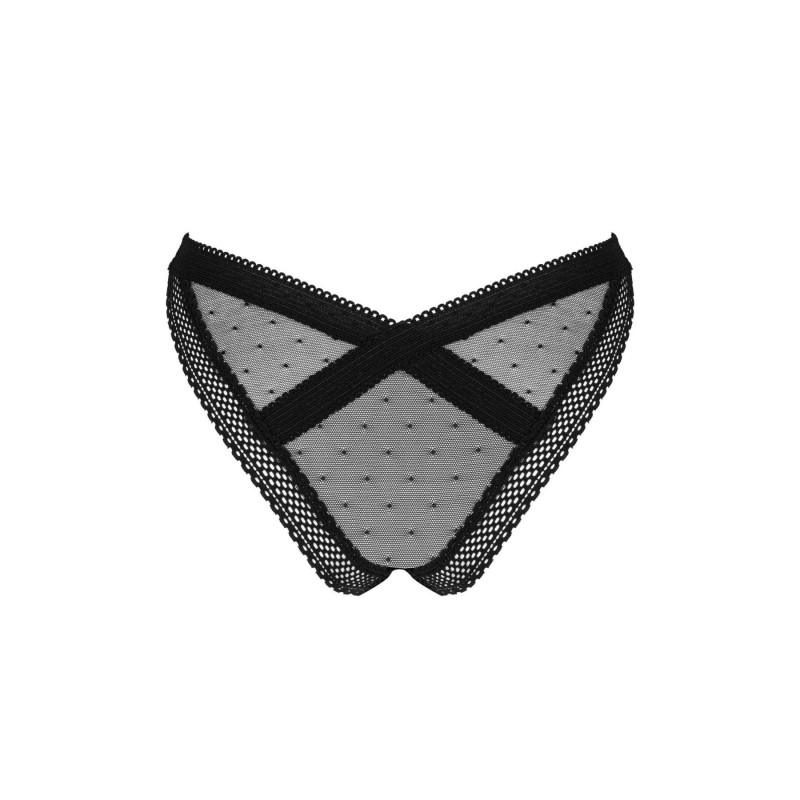 Модель в чорних мереживних трусиках Obsessive Estiqua занижена талія