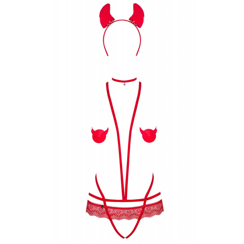 Упаковка еротичного костюма Obsessive Evilia teddy red S/M