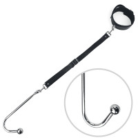 Анальний гак Art of Sex 2 з нашийником з натуральної шкіри, Чорний