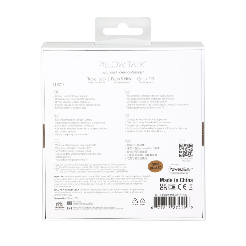 Комплектація вібратора Pillow Talk Lusty Luxurious Flickering Massager Teal