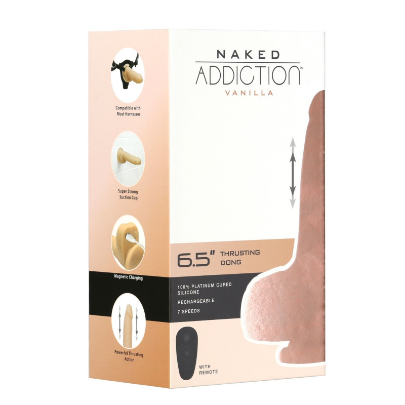 Фалоімітатор ADDICTION Naked Addiction 6.5″ Thrusting Dong, вид знизу, показує конструкцію
