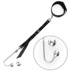 Анальний гак Art of Sex 4 з нашийником, натуральна шкіра, Чорний — Keks-Hub