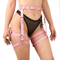 Гартери Art of Sex Claire, натуральна шкіра, рожевий, L-2XL
