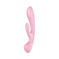 Двосторонній вібратор-кролик Satisfyer Triple Oh Pink, 3 мотори, руків’я-масажер