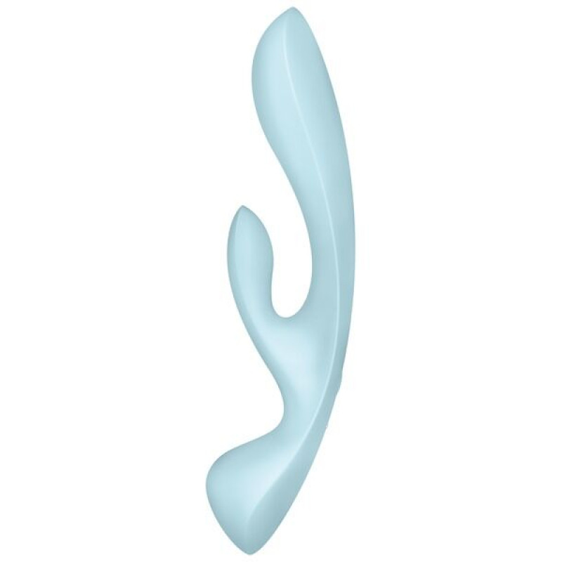 Вібратор-кролик Satisfyer Triple Oh Light Blue з боку, що демонструє форму