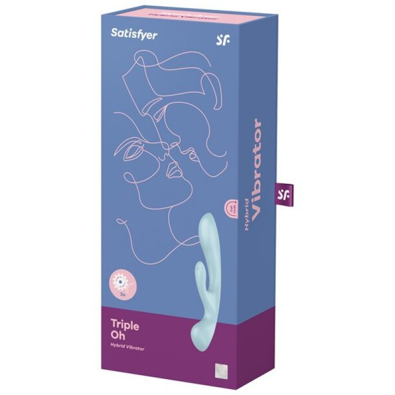 Текстура силікону вібратора-кролика Satisfyer Triple Oh Light Blue, блакитний