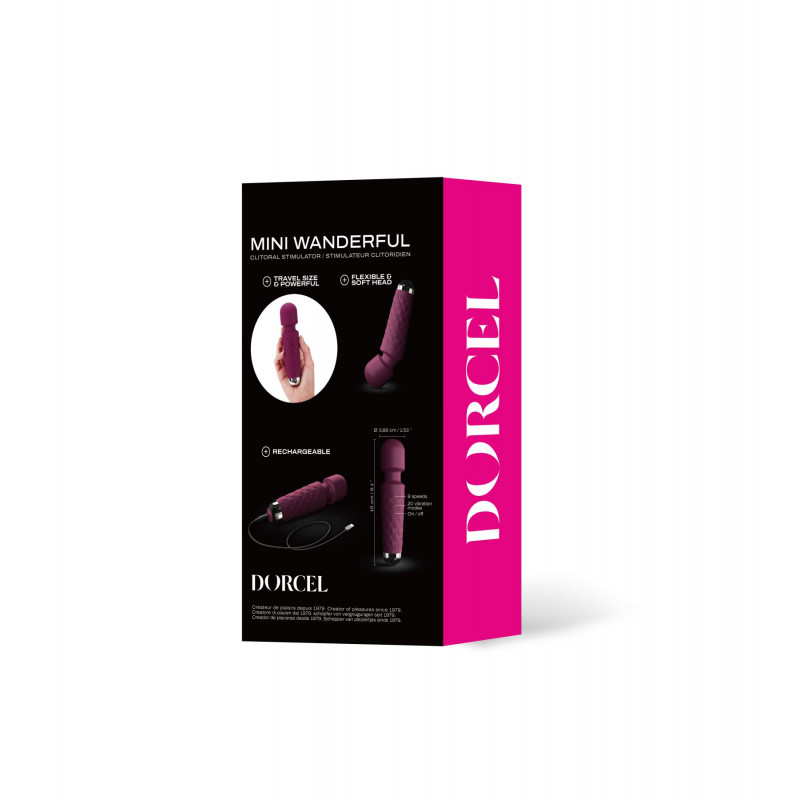 Мінівібромасажер Dorcel Wand Mini Wanderful Plum, демонструє компактність та портативність
