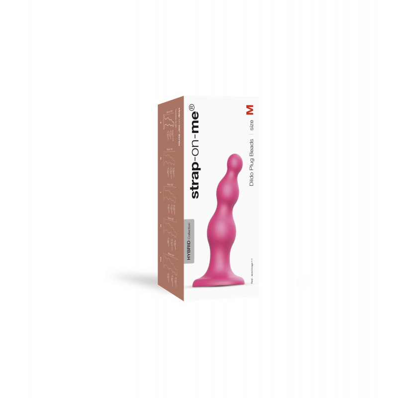 Насадка для страпона Strap-On-Me Dildo Plug Beads Framboise Metallic M - текстура