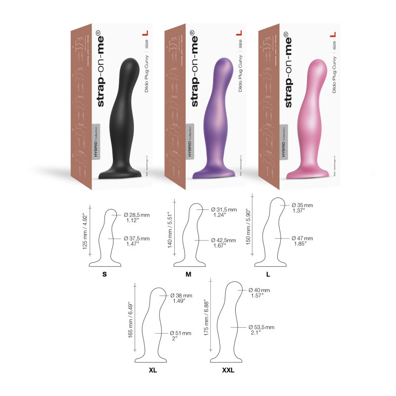 Насадка для страпона Strap-On-Me Dildo Plug Curvy Rose Dragee Metallic M - текстура поверхні, гладка та блискуча
