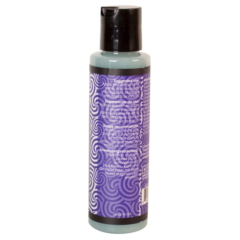 Фото гелю Sensuva Handipop Blueberry Muffin збоку, що показує консистенцію та насичений блакитний відтінок продукту.