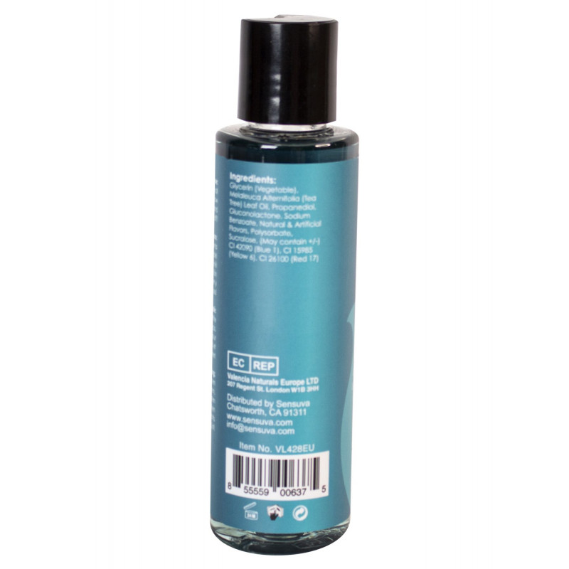 Зігрівальний масажний гель Sensuva Sizzle Lips Blueberry Ice Pop 125 мл – вид збоку на флакон