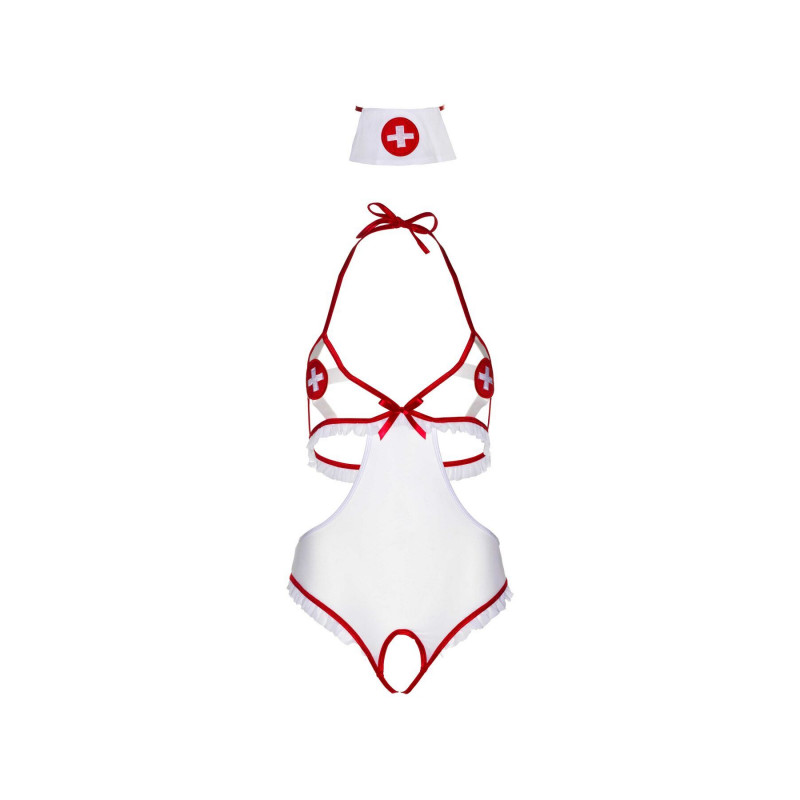 Текстура тканини костюма медсестри Leg Avenue Naughty Nurse, боді та шапочка