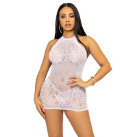 Сукня-сітка зі стразами Leg Avenue Rhinestone Halter Mini Dress White, відкрита спина, one size