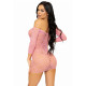 Фрагмент сукні-сітки Leg Avenue Heart net mini dress Pink, демонструє детальну текстуру сітки та вишивки у вигляді сердечок.