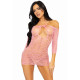Задня частина сукні-сітки Leg Avenue Heart net mini dress Pink із зав'язками, демонструє спосіб регулювання посадки.