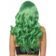 Детальний вигляд збоку довгої хвилястої перуки Leg Avenue Misfit Wavy Wig Green 61 см, що підкреслює плавність локонів та якість синтетичних волокон
