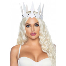 Корона злої королеви Leg Avenue Faux leather spiked crown White, штучна шкіра, заклепки — Keks-Hub