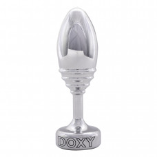 Металева анальна пробка DOXY Butt Plug RIBBED, ребриста, алюмінієва, діаметр 3,3 см — Keks-Hub