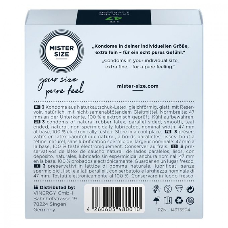 Презервативи Mister Size pure feel 47 мм - упаковка спереду