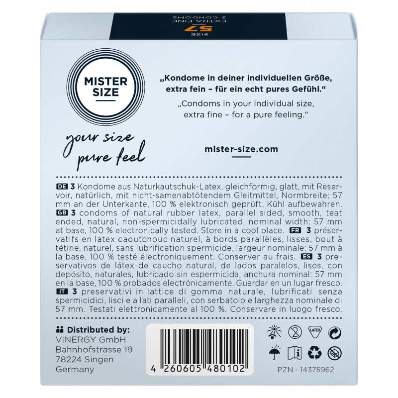 Презервативи Mister Size pure feel розмір 57 - деталі упаковки