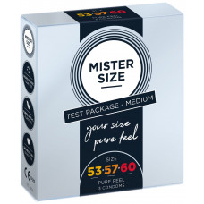 Набір презервативів Mister Size pure feel 53–57–60 мм, 3 шт, товщина 0,05 мм — Keks-Hub